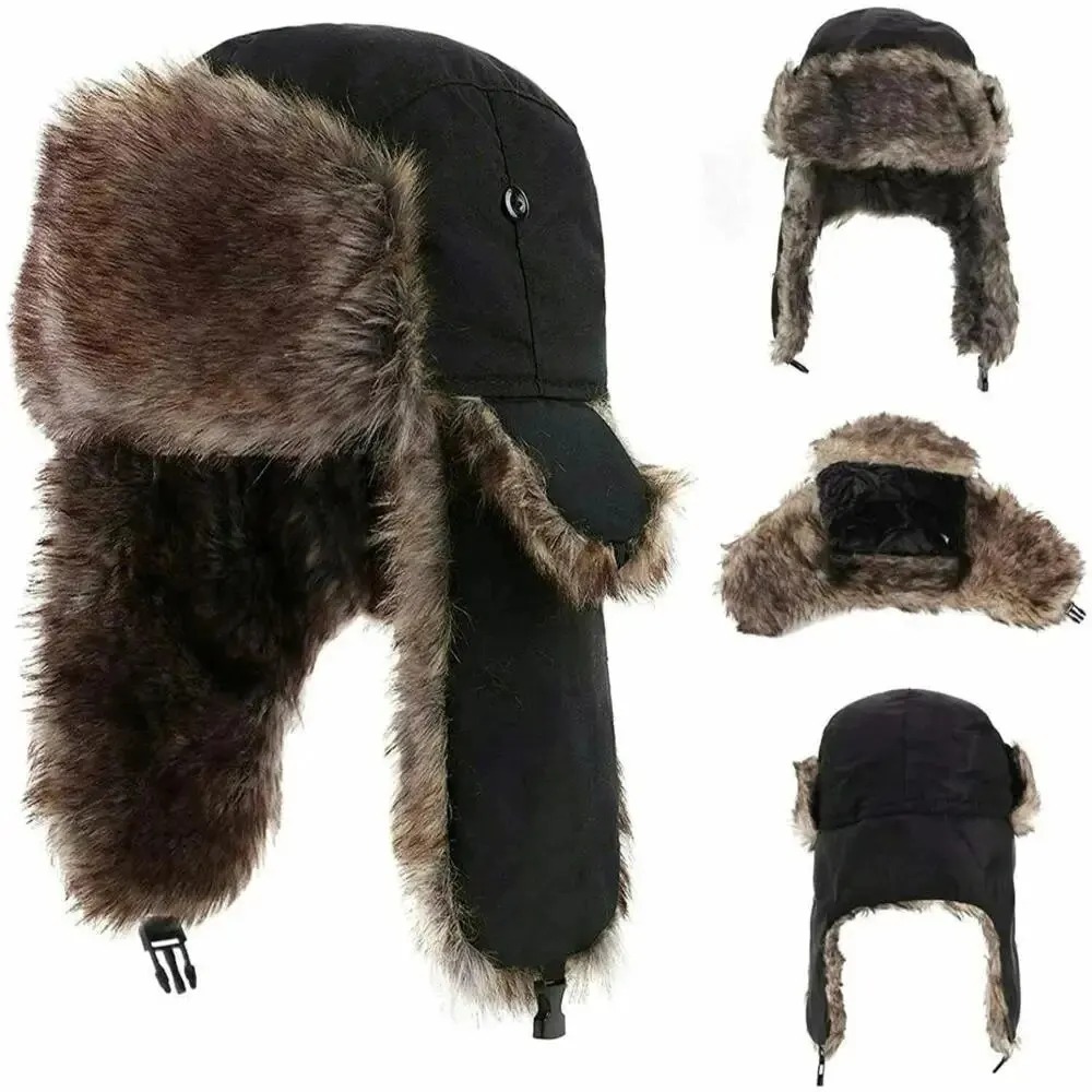Trapper Hat Ear Flap - หมวกกันหนาวแบบรัสเซียสำหรับผู้ชาย มีที่ปิดหู กันน้ำ เหมาะสำหรับเล่นสกี พร้อมที่ป้องกันหู