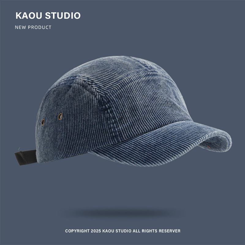 Corduroy Cap 5 Panel - หมวกคอร์ดูรอย 5 แผงแบบยูนิเซ็กซ์, หมวกเบสบอลสีพื้นสไตล์เรโทรญี่ปุ่น, หมวกปรับได้สำหรับฤดูใบไม้ร่วงและฤดูหนาว
