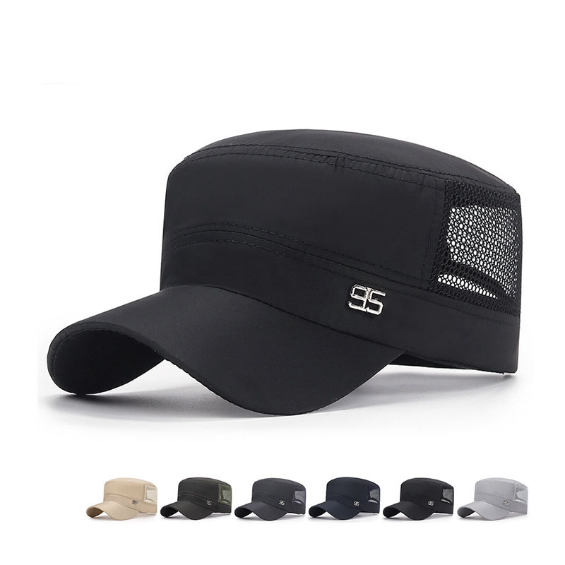 Snapback Hat Flat - หมวกทหารทรงแบน หมวกเบสบอลผู้ชาย หมวกตาข่ายกันแดดสำหรับฤดูใบไม้ผลิและฤดูร้อนสำหรับผู้ชาย