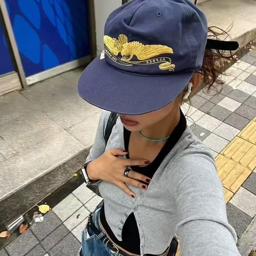 Snapback Hat Flat - หมวกเบสบอลทรงแบนปักลายสไตล์อเมริกันย้อนยุค ผ้าเนื้อนุ่ม น้ำหนักมาก แฟชั่นฮิปฮอป สตรีท สไตล์วินเทจ