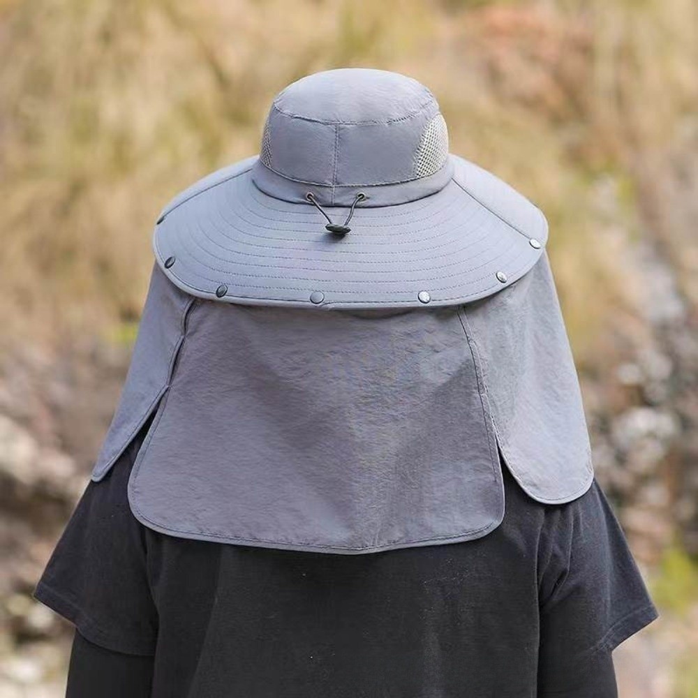 Bucket Hat Cotton - หมวกกันแดดผ้าถอดได้สำหรับผู้ชาย ปีกกว้าง ป้องกันคอ หมวกปีกกว้างสำหรับผู้หญิง พร้อมสายคล้อง ป้องกันแสงแดด
