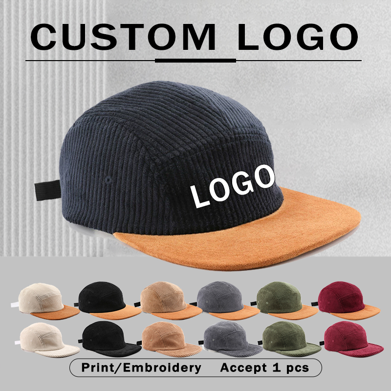 Corduroy Cap 5 Panel - หมวกเบสบอลผ้าคอร์ดูรอยแบบ 5 ชิ้นต่อชิ้น รุ่นใหม่ ปรับแต่งโลโก้ได้ เหมาะสำหรับฤดูใบไม้ร่วงและฤดูหนาว