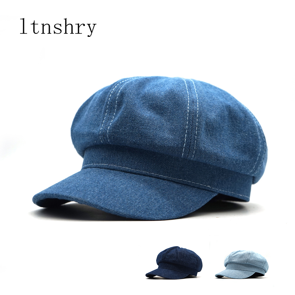 Dad Hat Cotton - ใหม่ผู้หญิงหมวกแปดเหลี่ยมสุภาพสตรี Denim หมวก Beret คาวบอยหมวก Newsboy