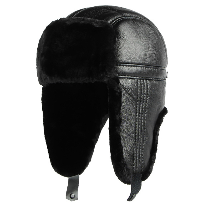HT4002หนัง PU แบบใหม่หมวกรัสเซ - Trapper Hat Ear Flap บทวิจารณ์และราคา